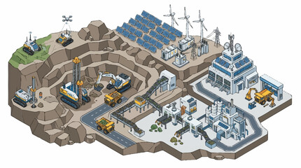 Industrial mining site with equipment. © pras