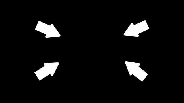 arrow pointing center with alpha channel. Animation on a black background,of the pointer in the video frame. 4k video