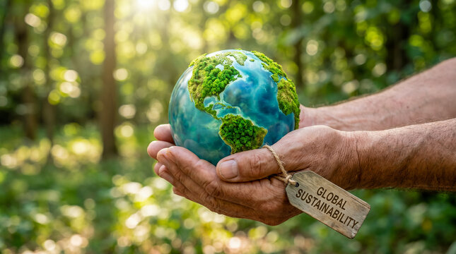 Concepto de protecci&oacute;n del planeta mediante un estilo de vida sostenible y compromiso ambiental.