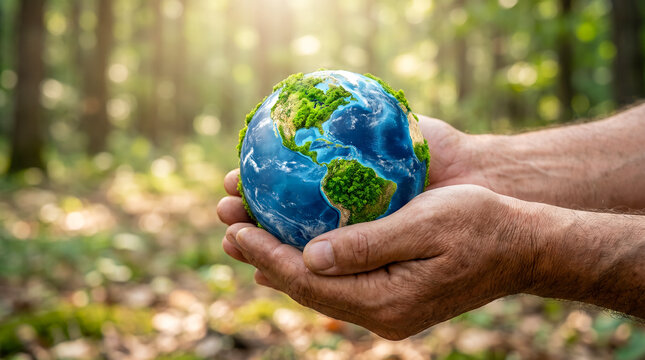 Concepto de protecci&oacute;n del planeta mediante un estilo de vida sostenible y compromiso ambiental.