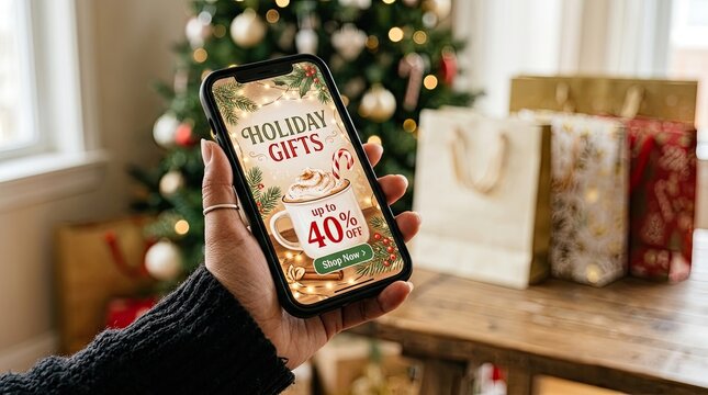 Holiday phone mockup showcase your app or website with a festive christmas design