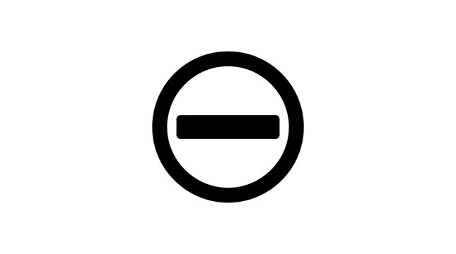Black circle with a horizontal bar prohibition symbol on white background