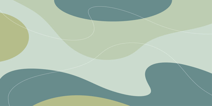Abstract sage green organic shape background vector fluid wavy line mid century modern boho artwork