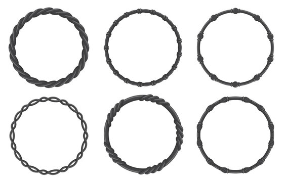 Set of wrought iron round frames vector illustration