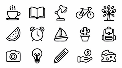 Minimalist Line Art Icons Collection for Various Themes. © Usman