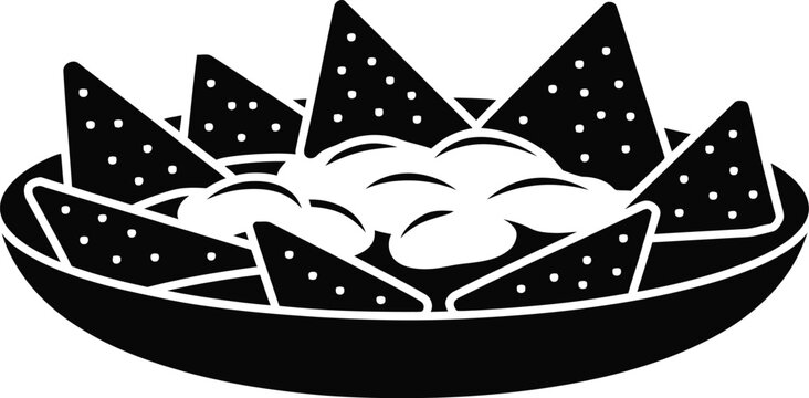 Bowl of nachos with dip vector illustration