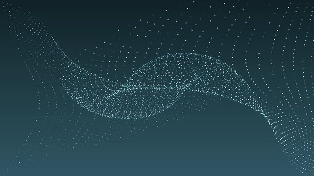 Abstract Moonlit Asteroid gradient background animation featuring tiny glowing light particles forming a flowing dotted sheet that swells and bulges at the center.