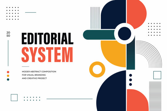 Editorial System Retro Poster Template with Bold Geometric Shapes. Modern Abstract Composition for Visual Branding. Bauhaus Style Background for Presentation and Creative Project