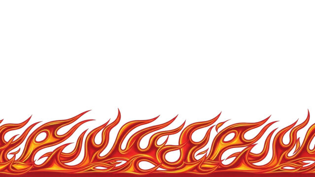 Bright orange fire flame border at the bottom