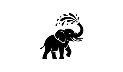 Obraz premium Elephant Water Spray Black Silhouette Wildlife Vector Icon