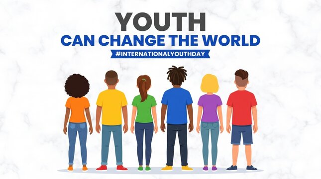 Diverse youth standing together celebrating international youth day