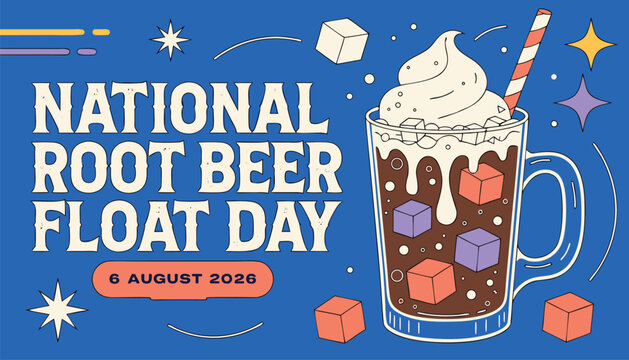 Delicious root beer float illustration for national holiday celebration event
