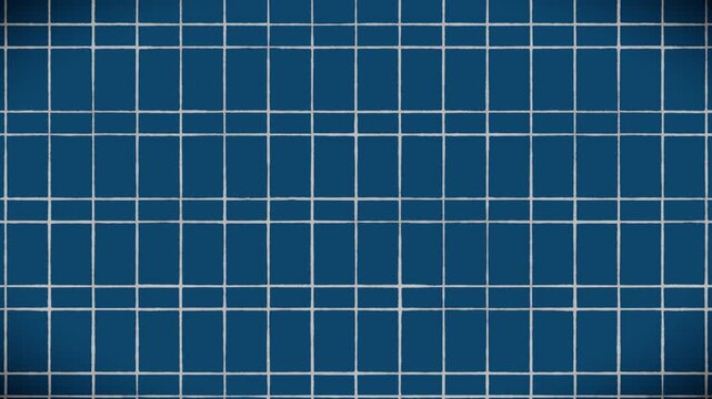 Abstract pattern background, deep blue rectangular tiles with textured light grey grid lines, an infinite loop motion graphic