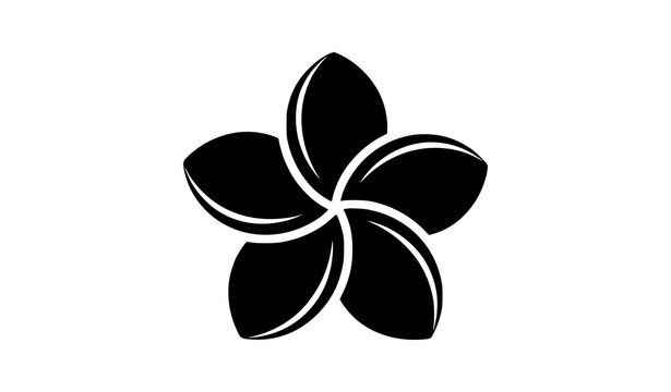 Plumeria Frangipani Flower Silhouette Icon for Tropical Floral Logo Design Spa Wellness Branding Beauty Products Hawaiian Tattoos and Luxury Wedding Invitation Decorations