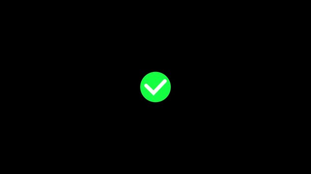  Hand-Drawn tik Mark Animation on Black Background. tik mark icon animation.4k video