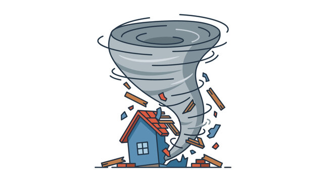 Tornado destroying a house flat vector illustration with white background
