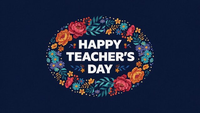 Happy teacher's day floral wreath appreciation gratitude