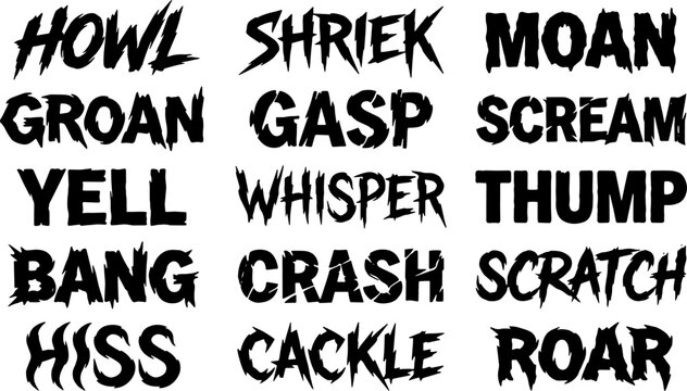 Sound effects words collection, hand-drawn typography and lettering for design