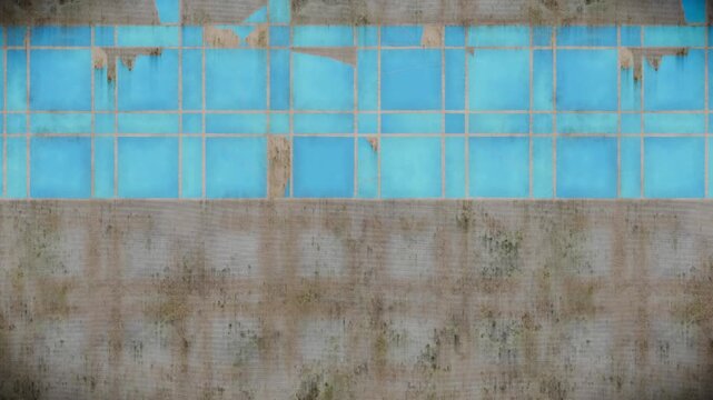 Abstract pattern background with faded light blue tiles, subtle cracks, and a rough earthy grunge texture, a seamless loop motion graphic