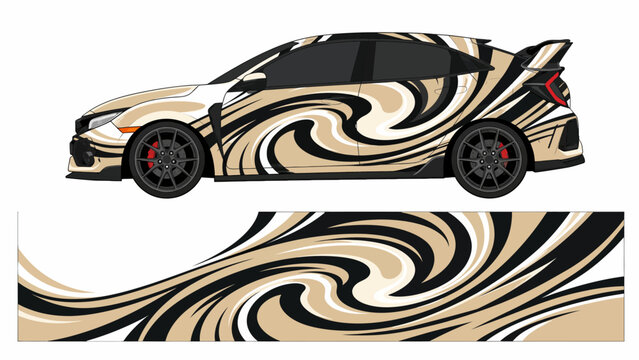 Beige swirl liquid car vinyl wrap design.
