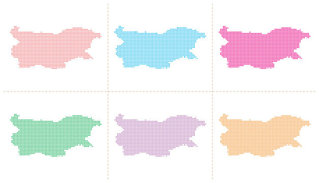 Bulgaria country map vector illustration design with creative colorful dotted grid patterns.