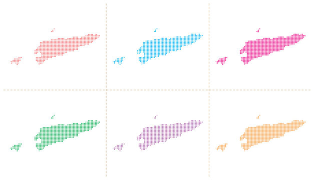East timor map vector illustration set featuring different colored shapes and dot patterns.