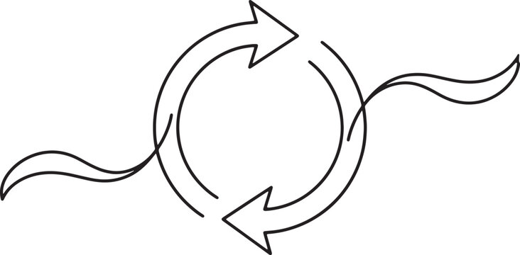 Black line of a tangled knot or bow