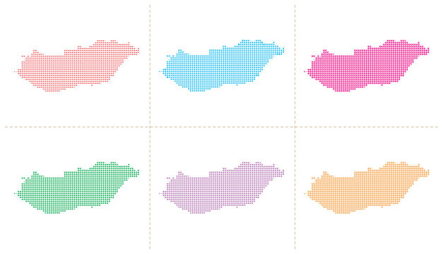 Hungary map vector illustration, hungary country map concept in various colors.