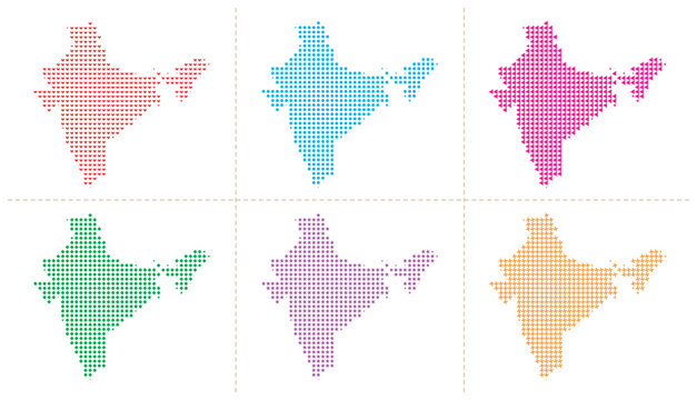 India map vector illustration, india country map concept in various colors.