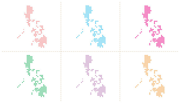Philippines map constructed with various colorful geometric shapes vector illustration design.
