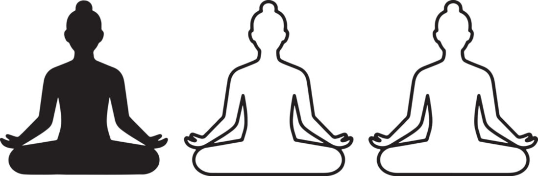 Black silhouette of person meditating, yoga pose meditation