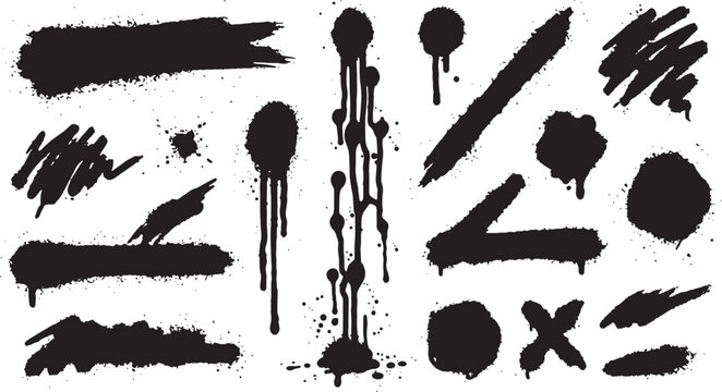 Black silhouettes of people, animals, and on white background