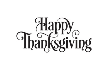 Elegant calligraphy 'happy thanksgiving' text for holiday greetings and festive designs © Mithun