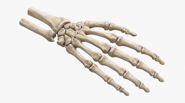 Human Hand Skeleton Anatomy Close Up Isolated On White Background