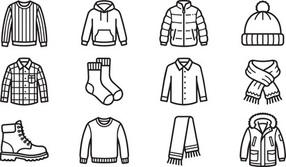 Assorted winter clothing and accessories flat illustration © Ripa