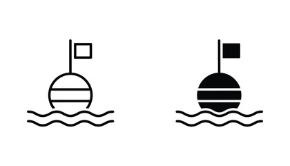 Buoy vector icon isolated on white Black and white outline line art and solid glyph silhouette © VisionGrafix