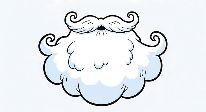 Whimsical cloud character with mustache cartoon illustration