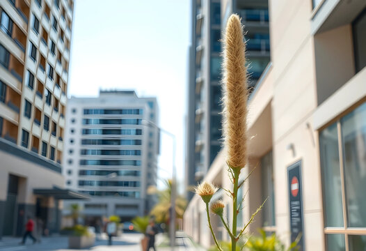 xiphoid plant standing tall in urban setting