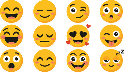 Naklejka premium World Emoji Day Cute Happy Emoji Set