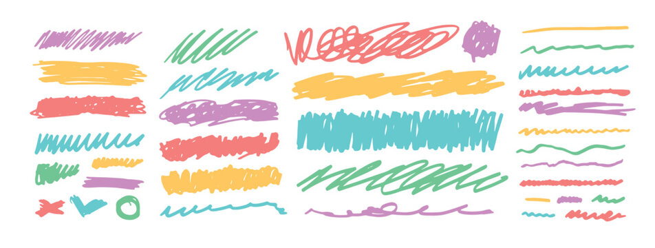 Marker shape text box. Hand drawn highlight strokes with underline pen textures. Color chalk brush strokes with pencil line crayon texture