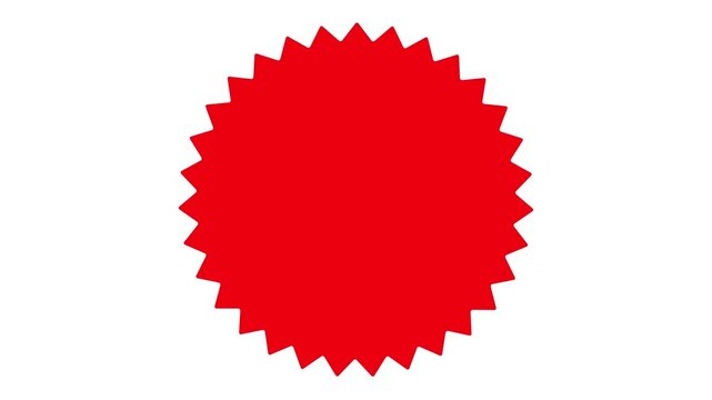 Red starburst badge shape for sale label, discount sticker, promotional tag, price badge, and Motion graphics of offer banner icon