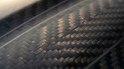 Fototapeta premium Carbon fiber texture with geometric diagonal lines. High-tech industrial material for automotive aerospace and luxury design applications.