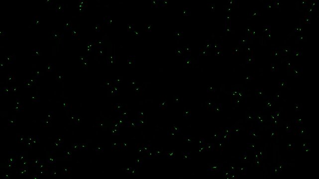 Abstract Green Particles Flowing in Dark Space Background
