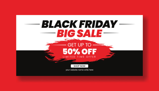 Minimal Black Friday Sale Social Media Banner Template Featuring Retail Discount Promotion Event Online Shopping Cover Header Design For Fashion Store Marketing Campaign And Website Advertisement