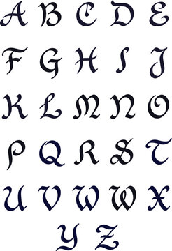 elegant alphabet font in black over white