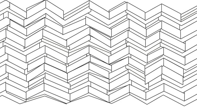 Abstract geometric pattern with black lines on white background, representing blocks or steps in a minimalist style.