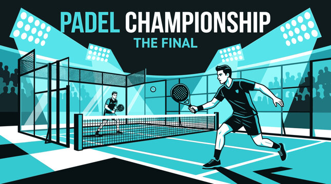 Dynamic Padel Tennis Championship Final Match Action Illustration