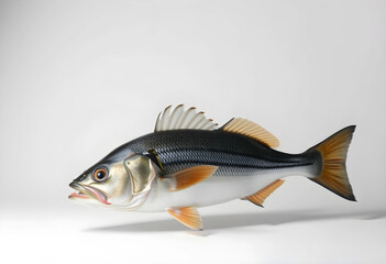 Naklejka premium Whole seabass fish isolated on white background