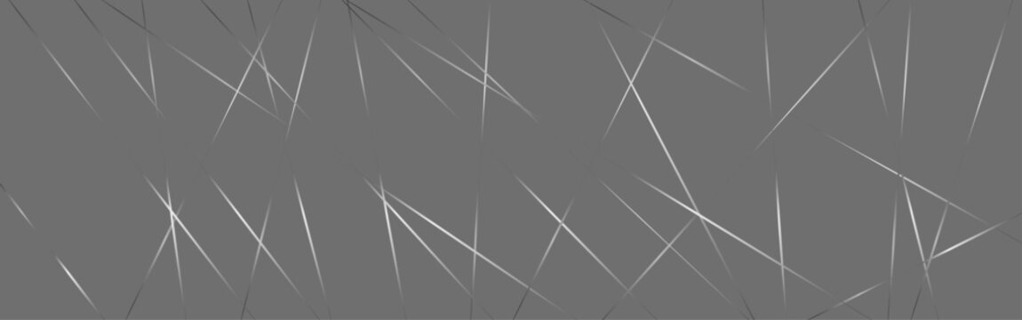 Abstract Silver Geometric Line Background on Gray Minimal Surface. Modern Gray Background with Elegant White Intersecting Linear Pattern.