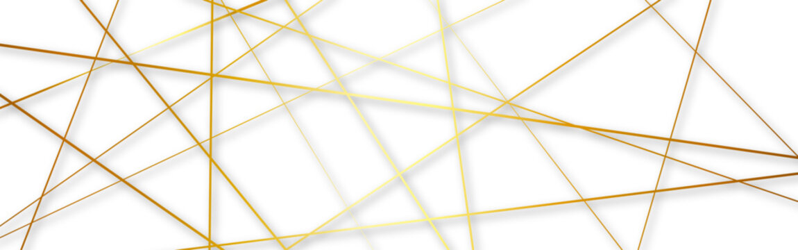 Abstract Golden Geometric Line Background on White Minimal Surface. Modern Orange and Yellow Intersecting Line Pattern Abstract Background.